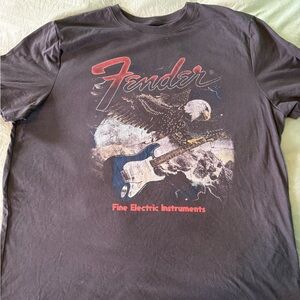 Fender Black Tee with Red and White Graphics
